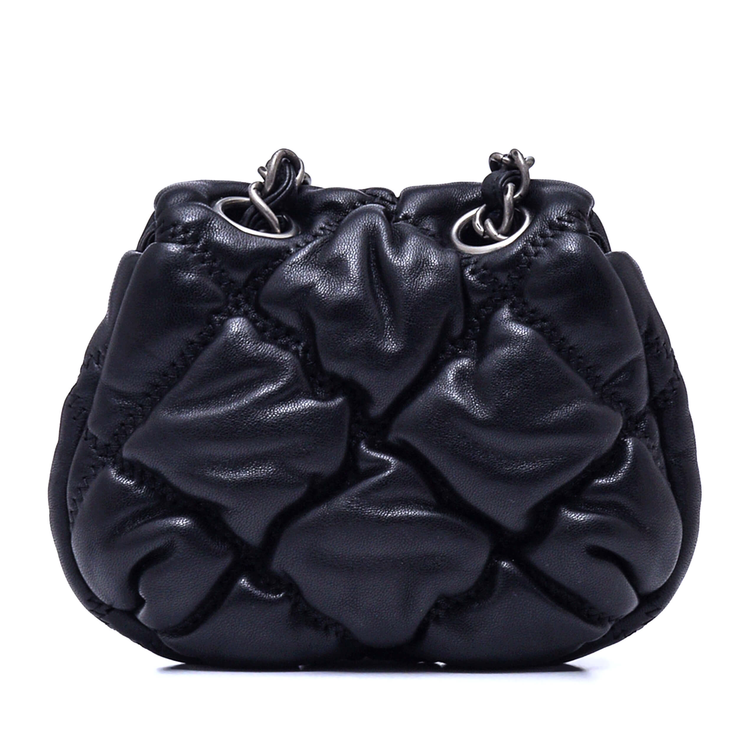 Chanel - Black Quilted Lambskin Leather Bubble Paris Moscou Mini Flap Bag